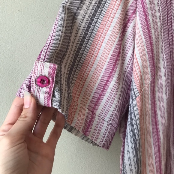 Vintage Blair Pink Striped Button Down Short Sleeve Shirt - Picture 3 of 4